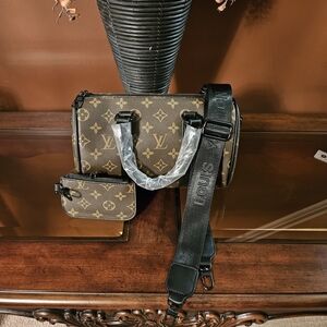 Elegant Brown Monogram Crossbody Bag